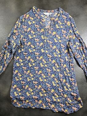 Old Navy Navy Blue Floral Boho Tunic Top Blouse - Women's Size M